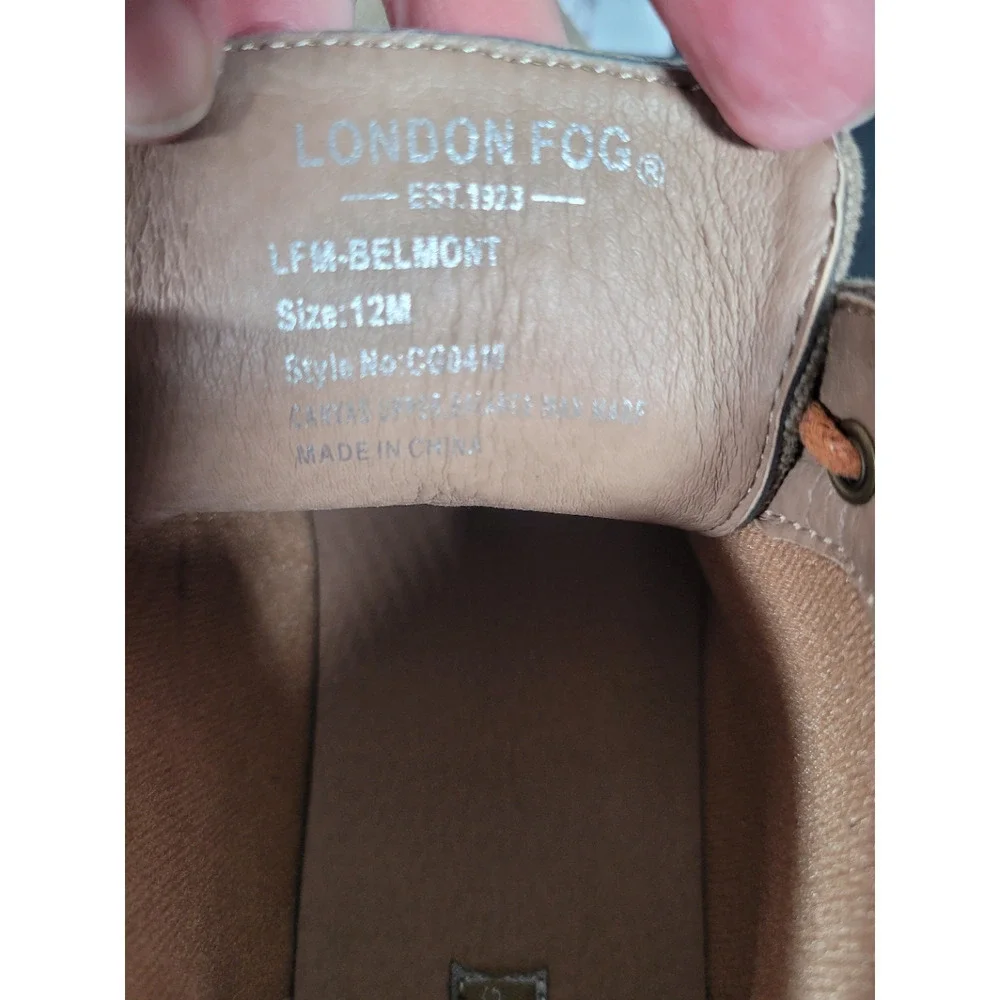London Fog Brown Canvas & Leather Derby Casual Shoes Size 12‎